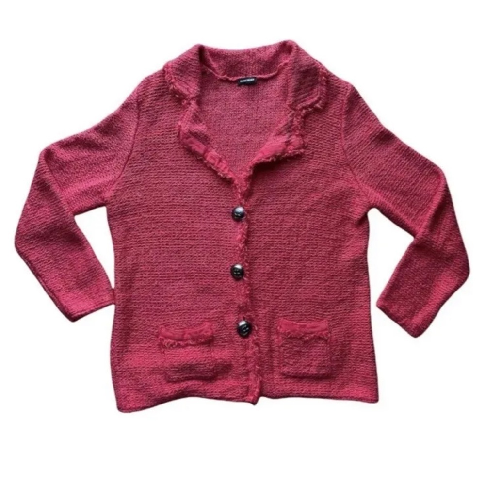 Gerry Weber Vintage Red Orange Coral Three Button Blazer Cardigan Women's Size14